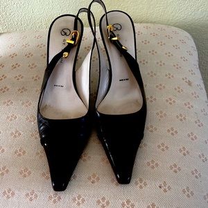 St. John Collection brown slingback high heels with gold accents sz 8 1/2 b